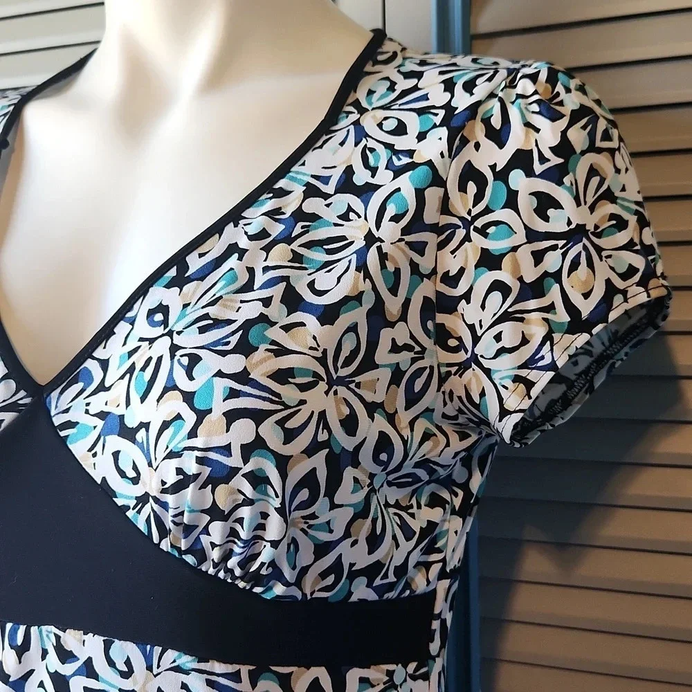 Dress Barn Blue & White Floral Shirt - Picture 7 of 12